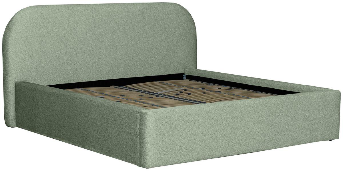 Oblazinjena Postelja Bilbao Storage - črna/svetlo zelena, Design, tekstil/les (180/200cm) - Mömax