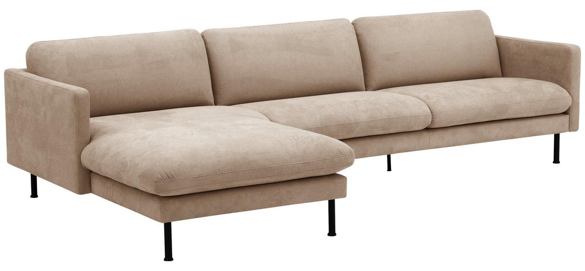 Ecksofa Nathan in Beige Flachgewebe - Beige/Schwarz, MODERN, Textil/Metall (160/286cm) - Max Winzer