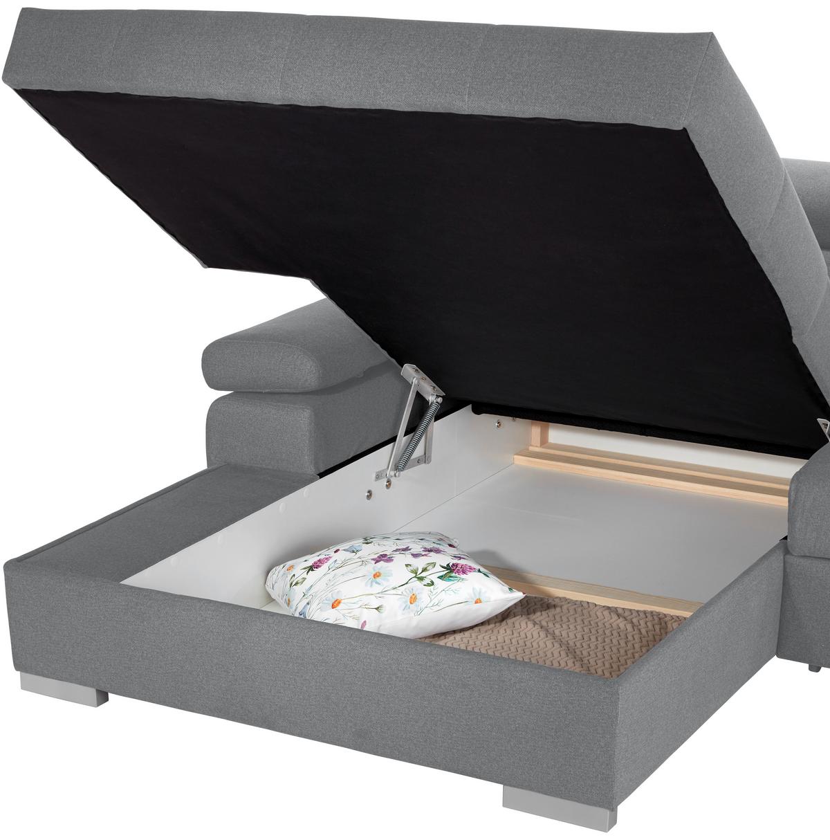 Kutna Garnitura Perry - siva/srebrne boje, Design, tekstil/drvo (183/292cm) - Modern Living