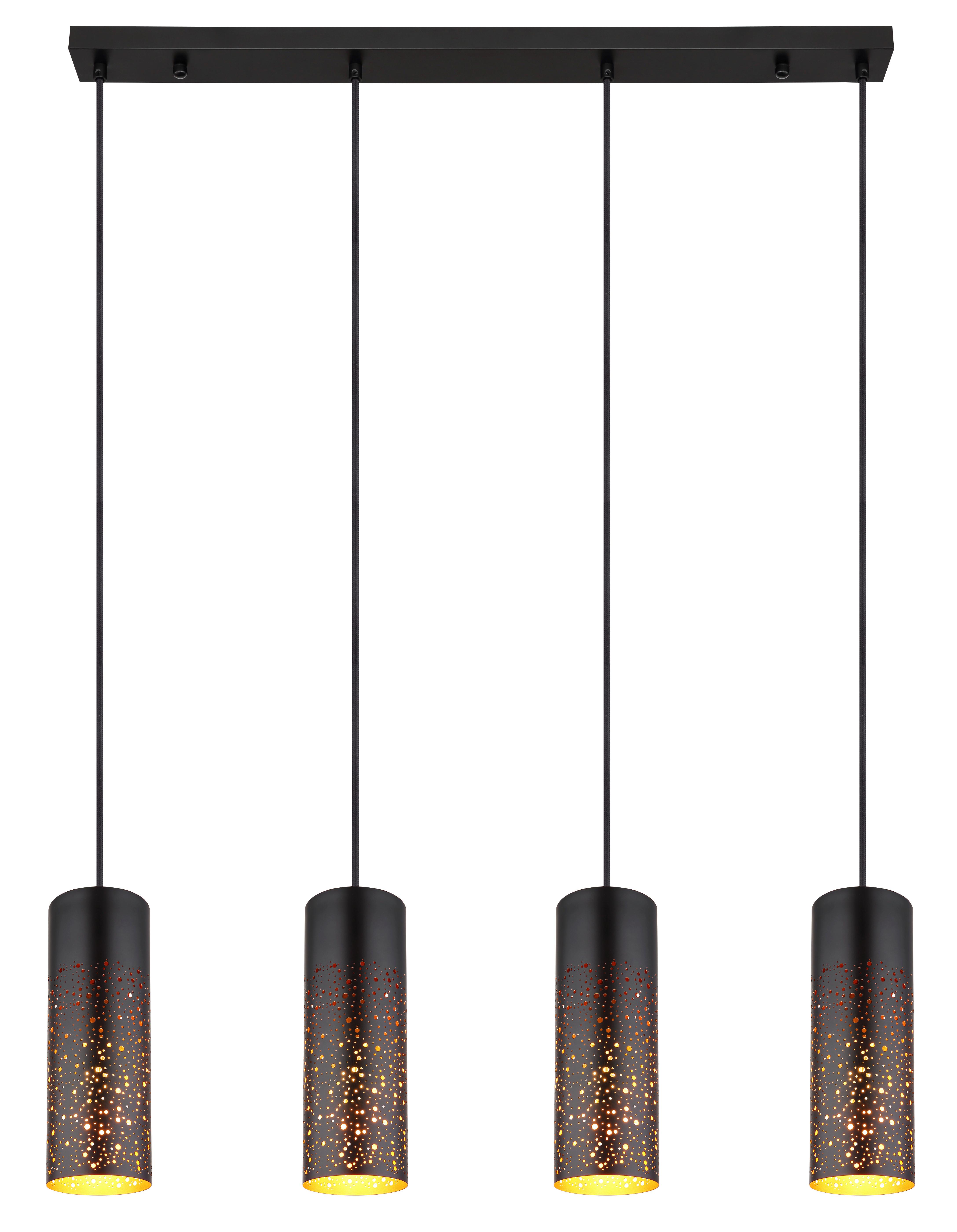 Hängeleuchte Crocky Schwarz/Goldfarben max. 40 W - Goldfarben/Schwarz, Design, Metall (80/10/150cm) - Globo