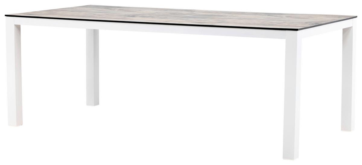 Gartentisch Llama ca. 205x100x75 cm Grau/Weiß - Weiß/Grau, KONVENTIONELL, Kunststoff/Metall (205/100/75cm) - Gardenson