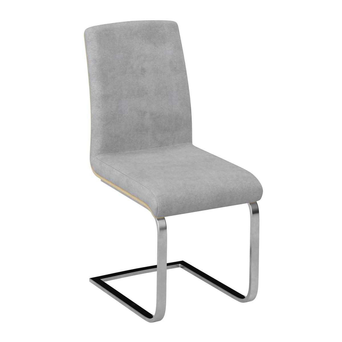 Schwingstuhl Nubia Grau Bouclé Gepolstert - Chromfarben/Eichefarben, MODERN, Holz/Textil (44/90/59cm) - Bessagi Home