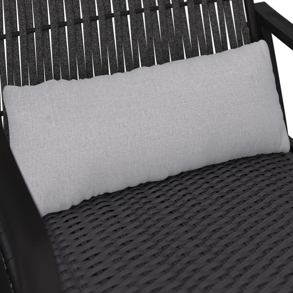 Balkonset Mathilda Hellgrau Outdoorstoff/Metall +Abdeckung - Hellgrau/Schwarz, MODERN, Kunststoff/Textil - Bessagi Garden