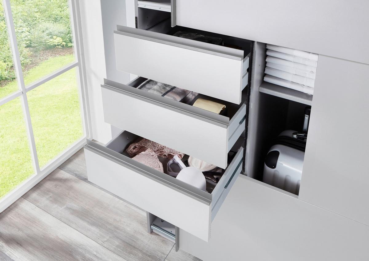 Schwebetürenschrank Saigon ca. 270x210 cm Weiß - Klar/Alufarben, KONVENTIONELL, Glas/Holzwerkstoff (270/208/64cm) - MID.YOU
