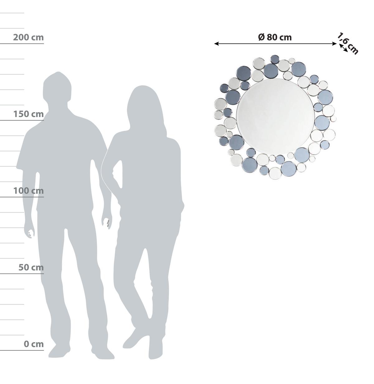 WANDSPIEGEL ZAMHY-GRY - Silberfarben/Grau, Basics, Glas/Metall (80/80/5cm) - Kayoom