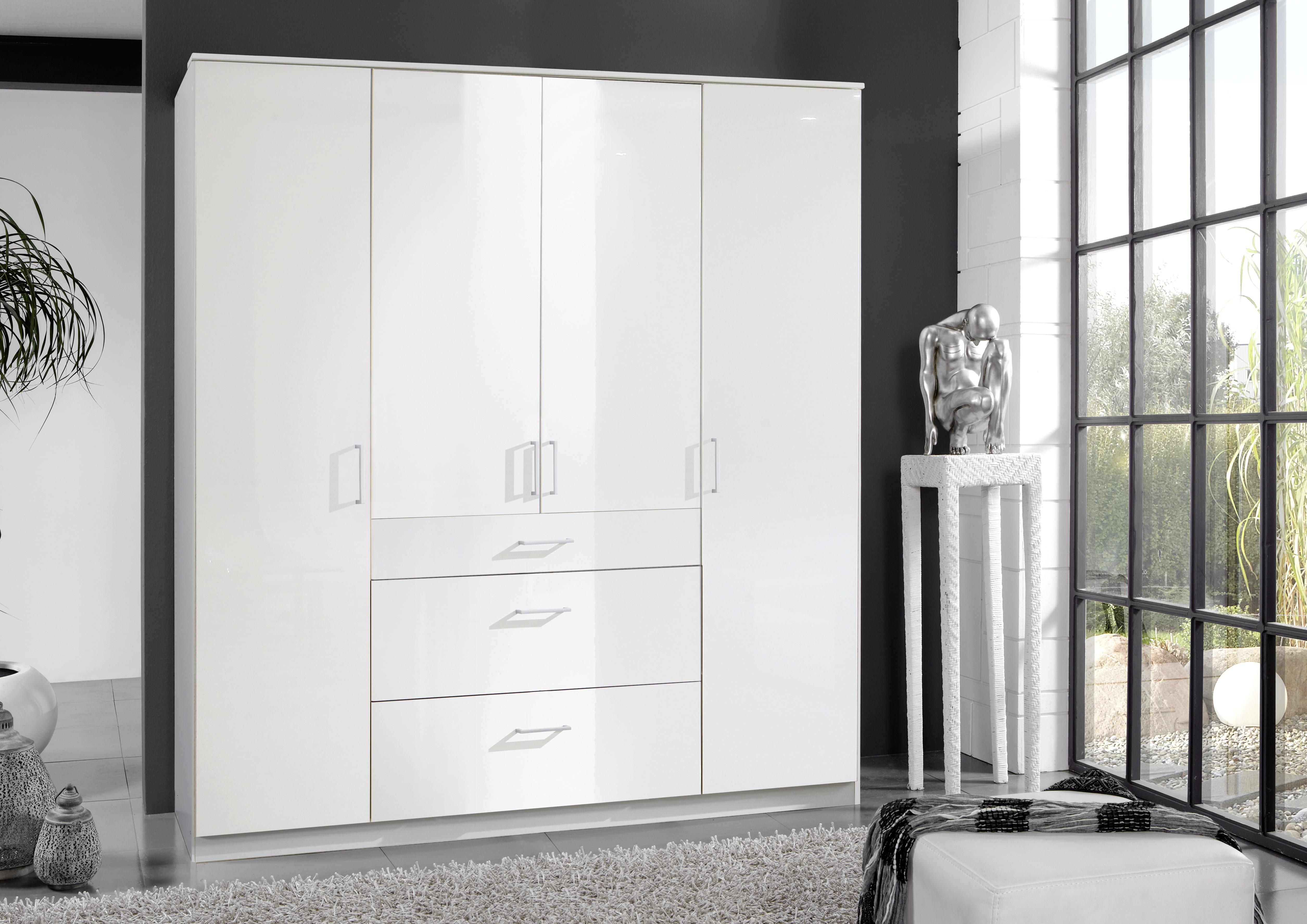 Ormar S Klasičnim Vratima Clack - bijela/bijela visoki sjaj, Basics, drvni materijal (179/199/58cm) - Modern Living