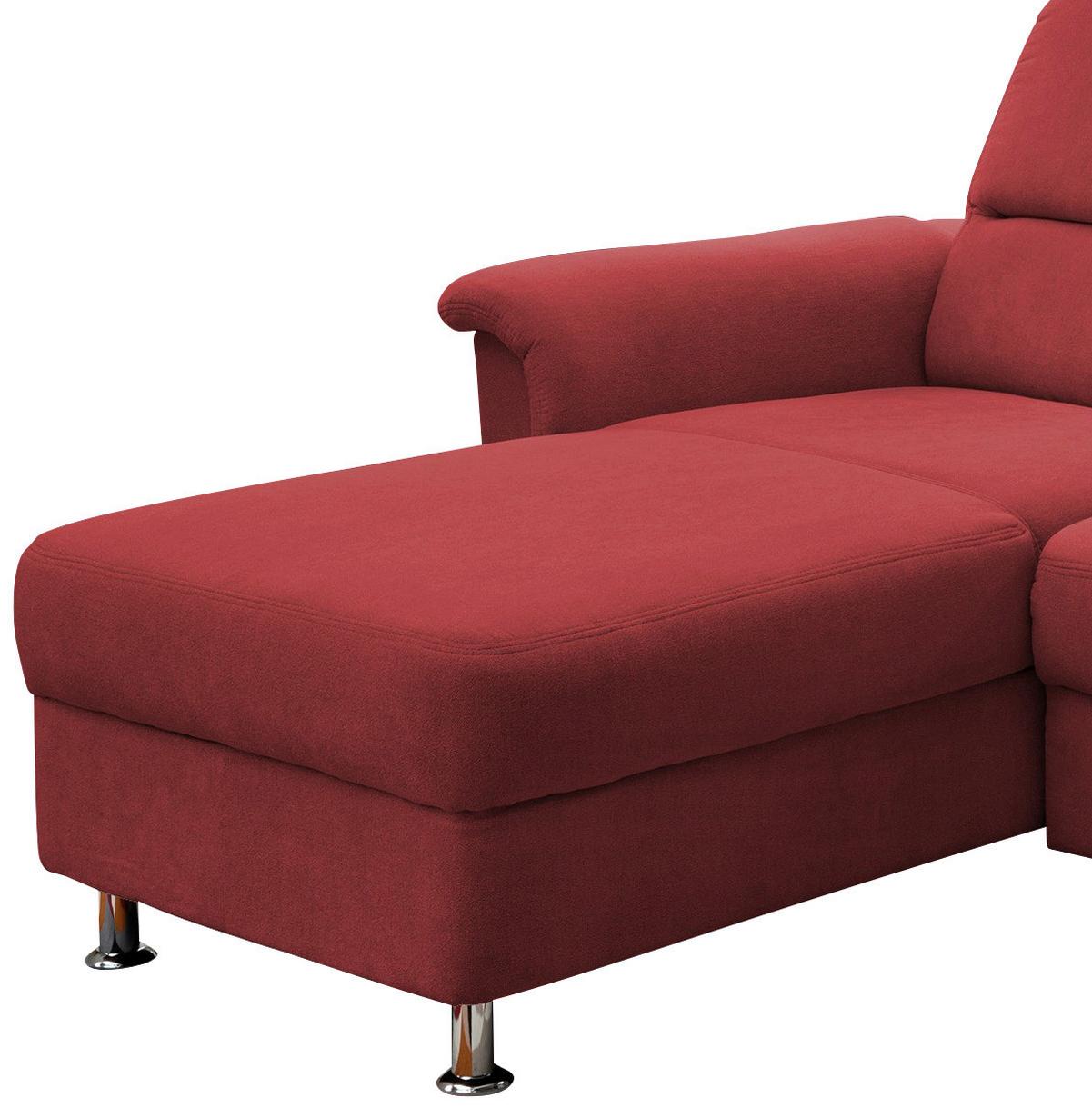 Ecksofa Parole Rot USB Anschluss Mikrof. - Chromfarben/Rot, MODERN, Textil/Metall (165/231cm) - Livetastic