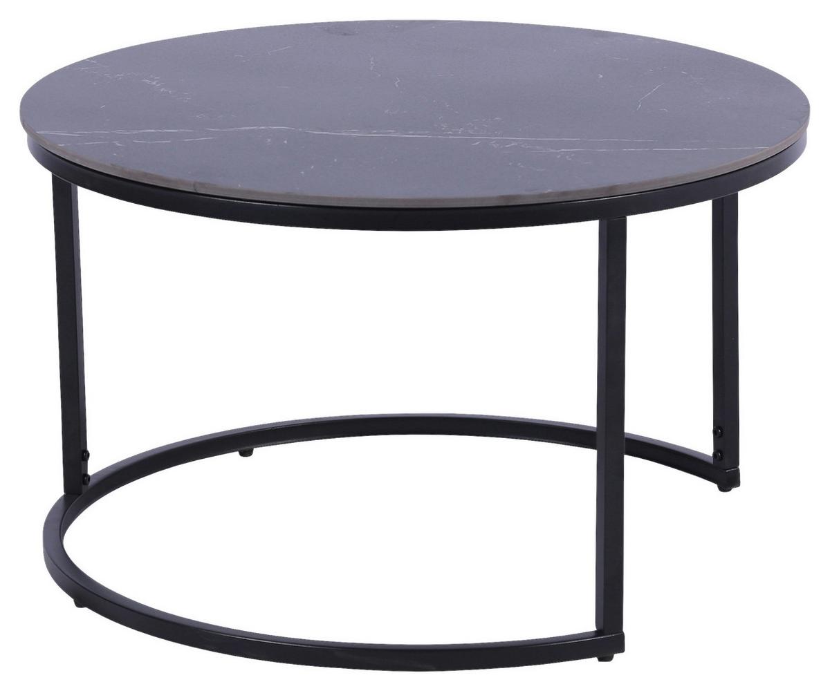 Klubska Miza Seoul, Črna - črna, Moderno, kovina/keramika (75/45/75cm)