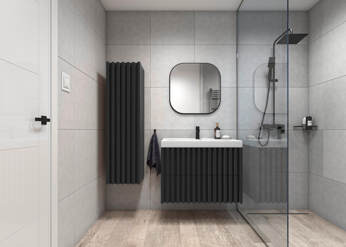 Dulap mediu Nero - negru, Modern, material pe bază de lemn (35/125/36cm) - Welnova
