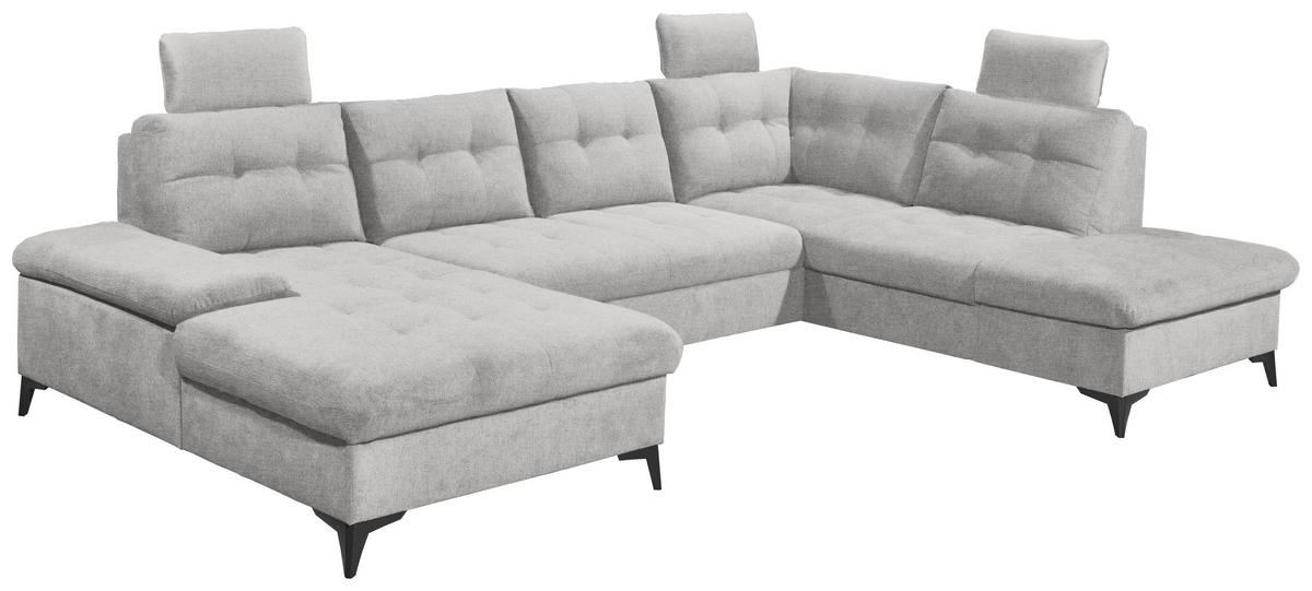 Wohnlandschaft Durban U ca. 170x324x218 cm Grau - Schwarz/Grau, KONVENTIONELL, Kunststoff/Textil (170/324/218cm) - MID.YOU