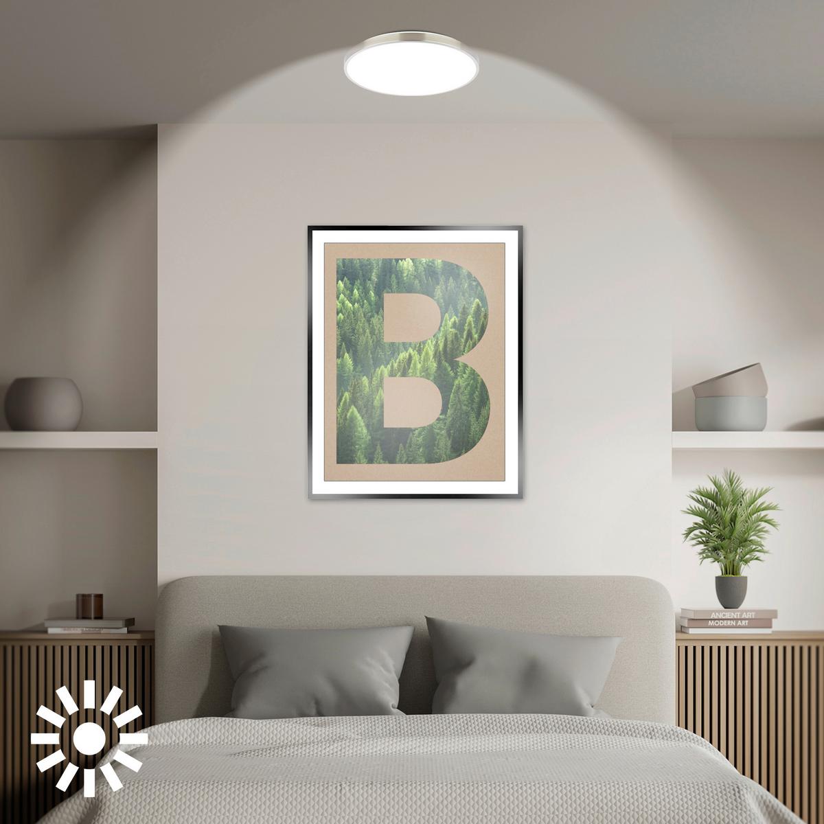 LAMPA SUFITOWA LED 3936012 KAIDA - kolor niklowy, Basics, tworzywo sztuczne/metal (38/6.5cm)