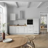 Küchenleerblock Frame Low o. Geräte Weiß - Edelstahlfarben/Eichefarben, MODERN, Holzwerkstoff/Metall (300cm) - Nobilia