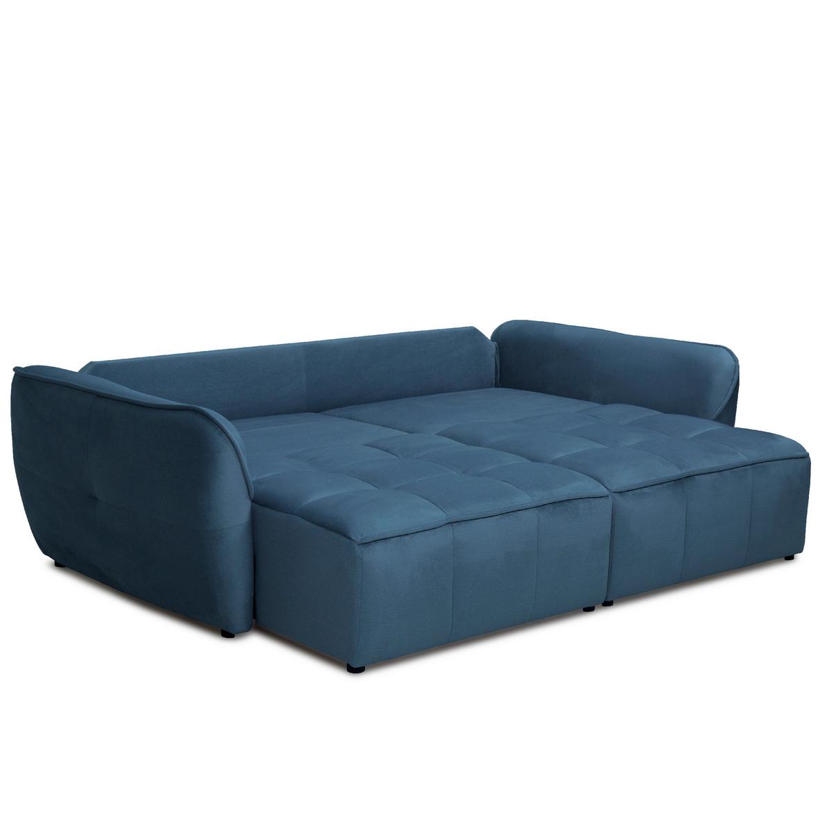 Canapea extensibila BOMBEI - petrol/gri, Modern, lemn/textil (243/94/125cm) - Premium Living