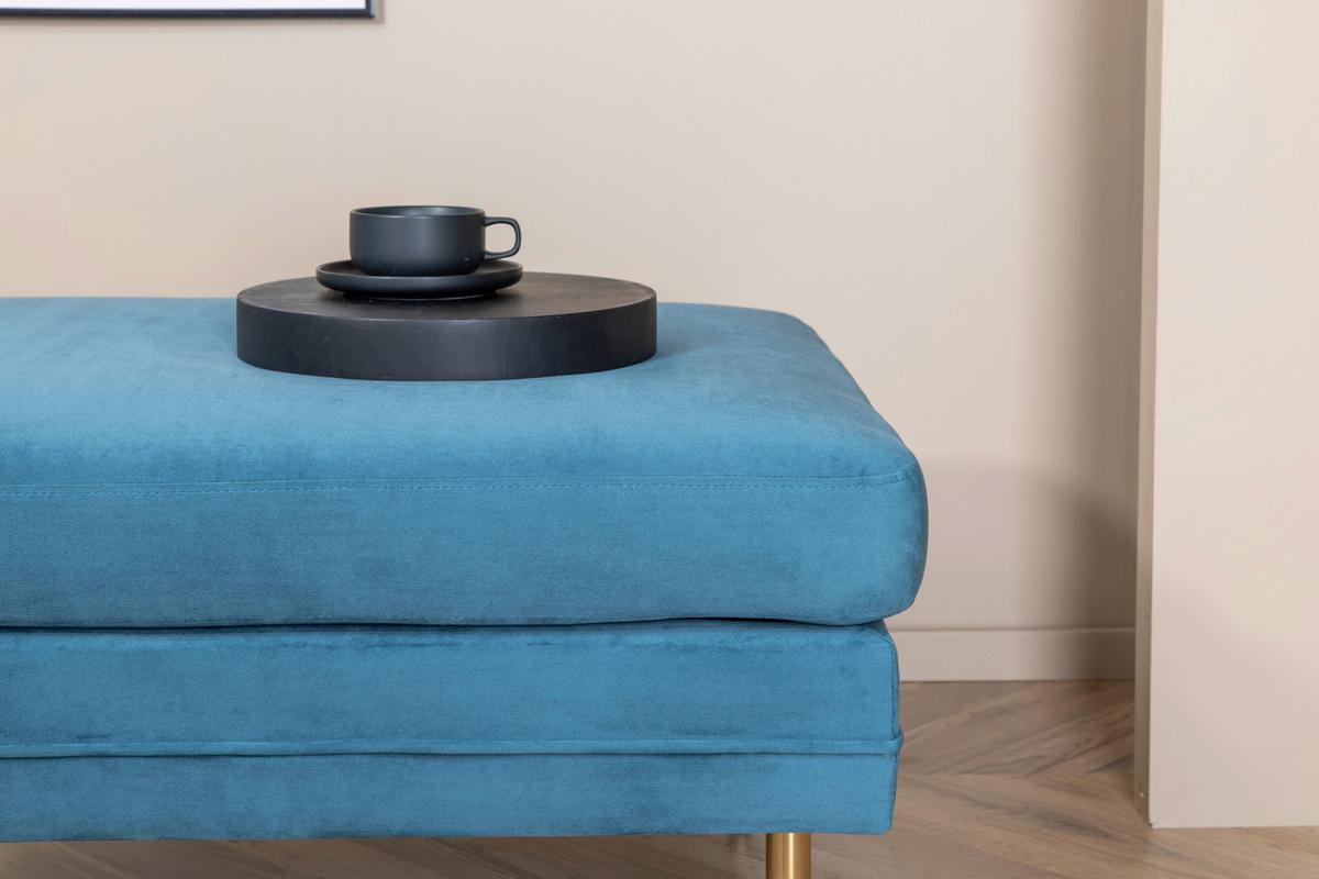 HOCKER BOOM - Blau/Goldfarben, Design, Kunststoff/Textil (90/49/70cm) - Livetastic