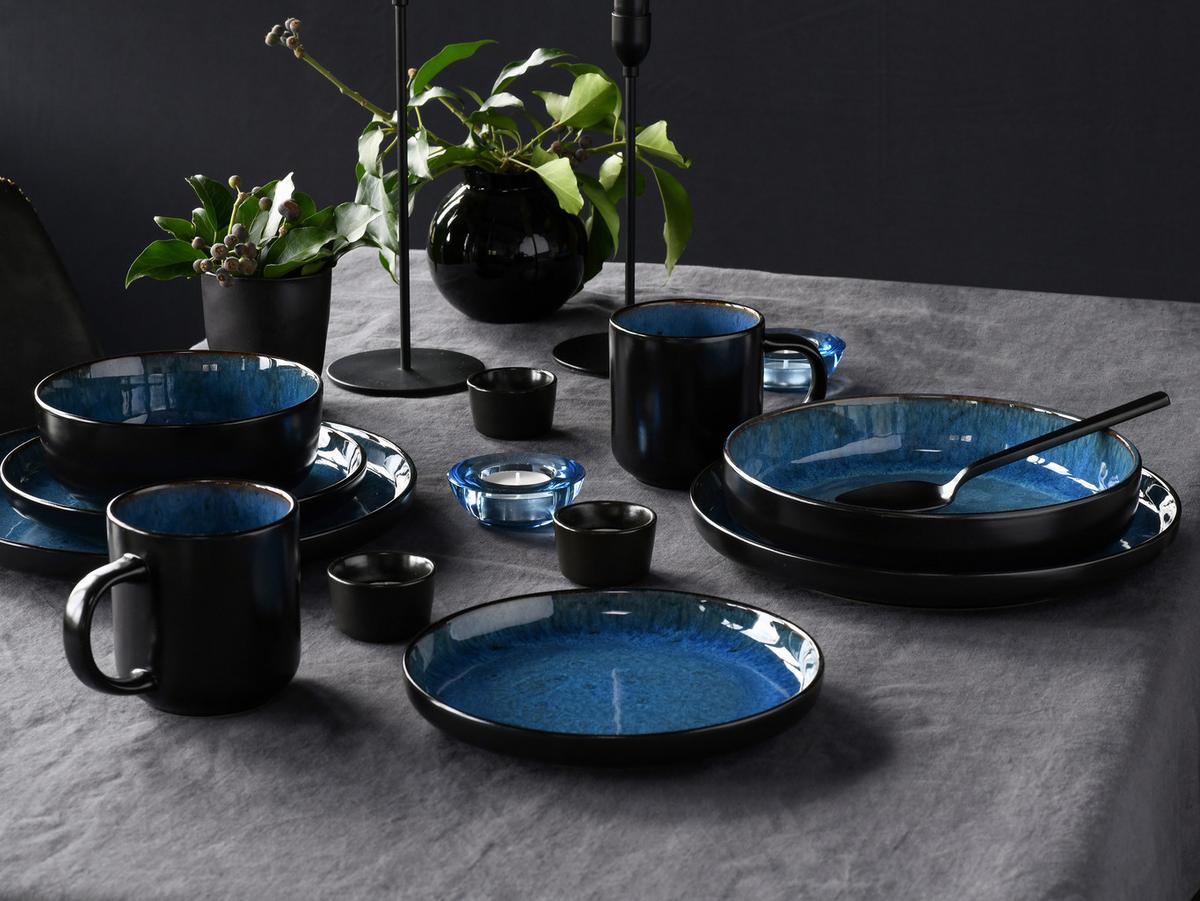 Kombinirani Servis Nordic Fjord Blue, 16-Delni - svetlo modra/črna, Basics, keramika - Creatable