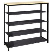 Regal Za Čevlje Taliro 4, Črna, Barva Hrasta - črna/barve medu, Design, kovina/leseni material (90/87/30cm) - MID.YOU