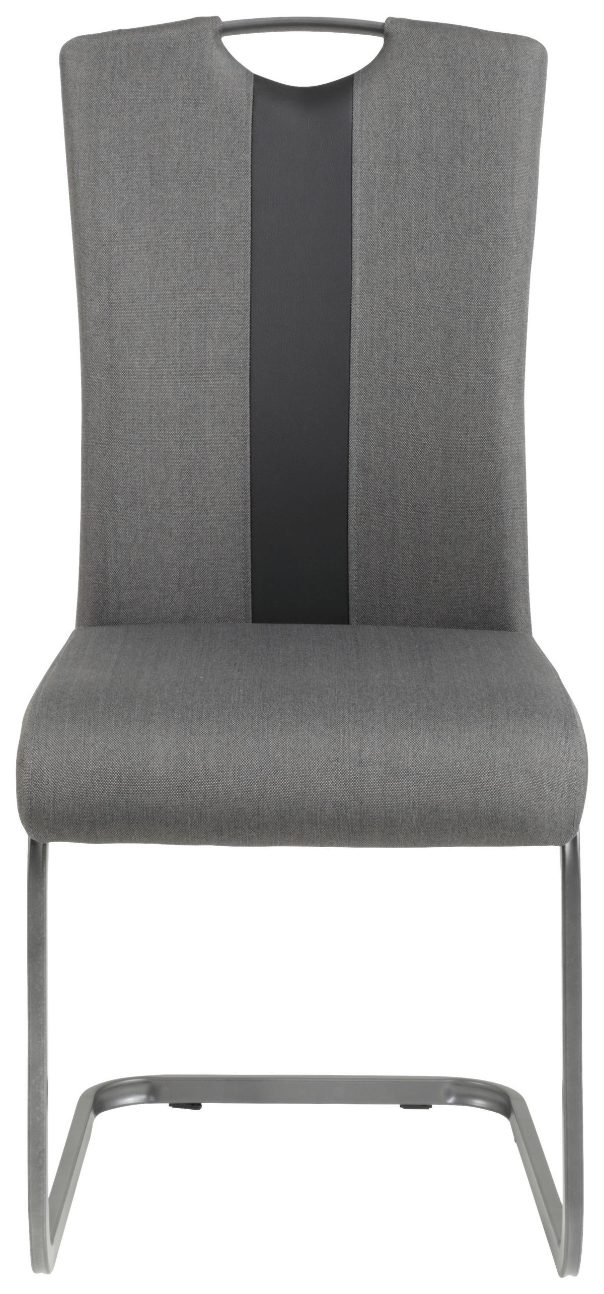 Schwingstuhl Amber Grau 2er-Set - Anthrazit/Grau, MODERN, Textil/Metall (43/98/56cm) - MID.YOU