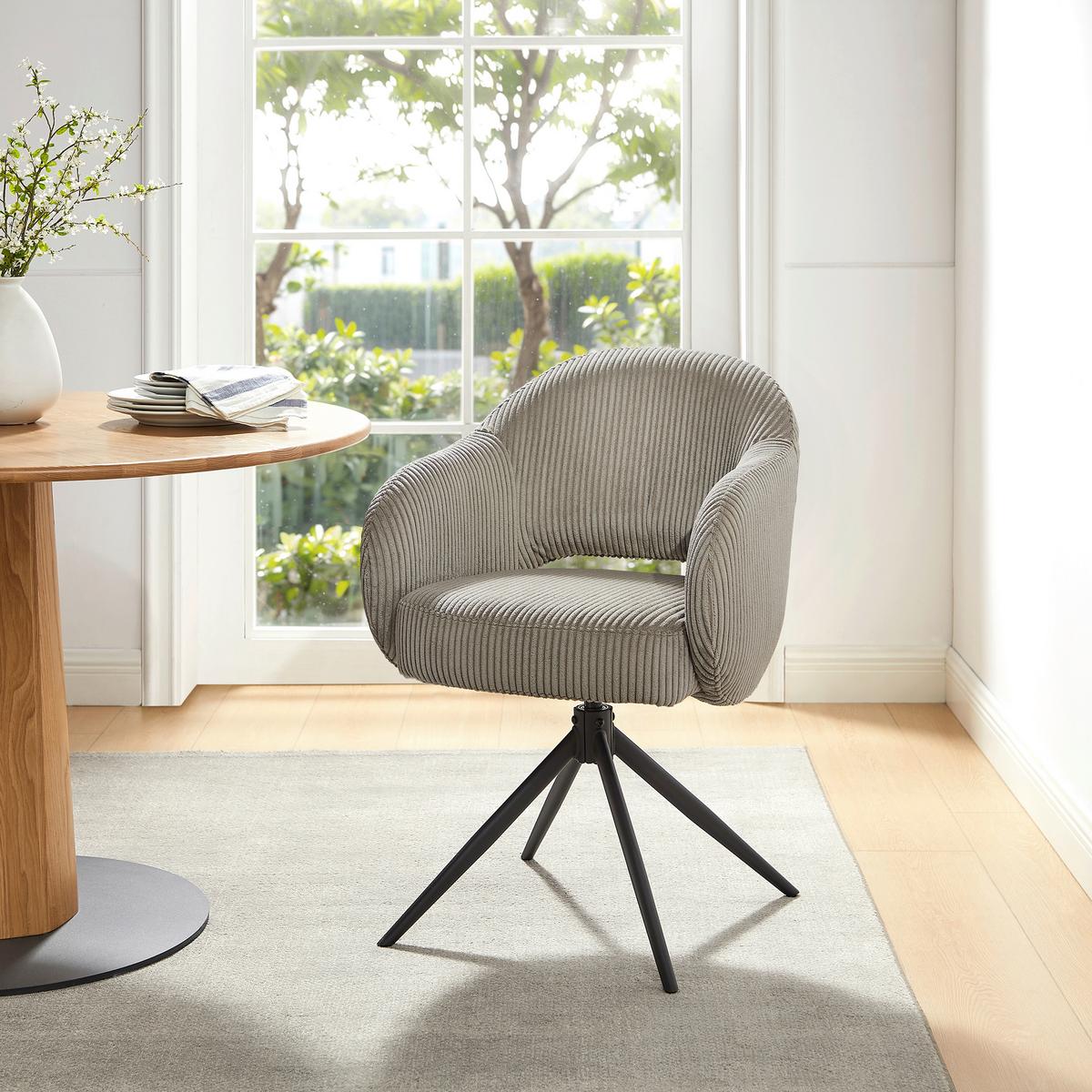 Naslanjač Cord, Svetlo Siva, Vrtljiv - črna/svetlo siva, Moderno, kovina/tekstil (58/84/60cm) - Livetastic