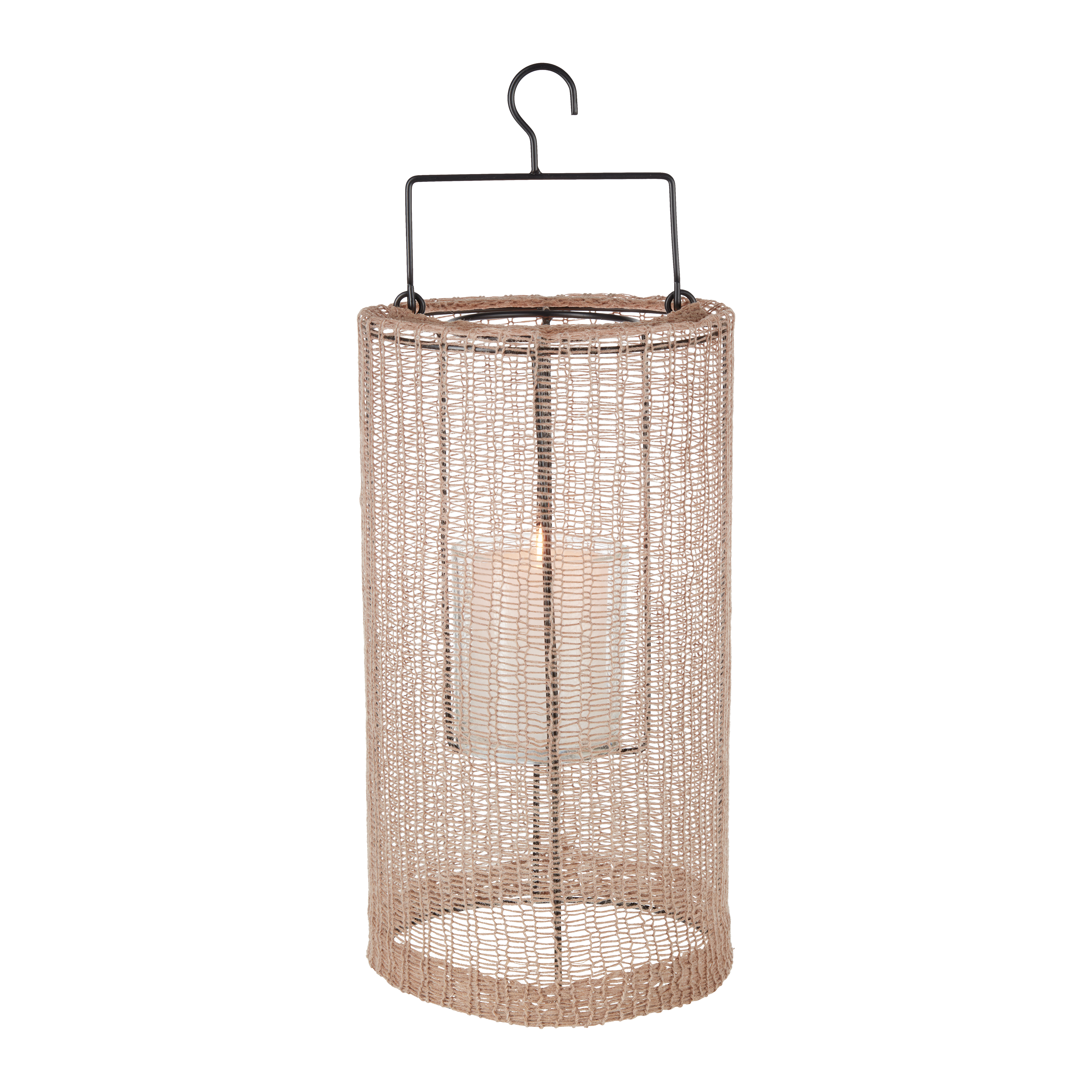 Laterne Talea in Braun Ø ca. 18cm - Braun, Basics, Glas/Textil (18/33cm) - Modern Living