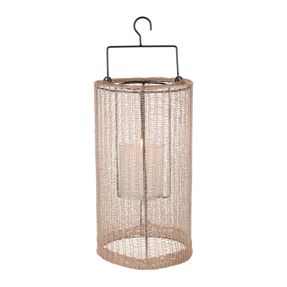 Laterne Talea in Braun Ø ca. 18cm - Braun, Basics, Glas/Textil (18/33cm) - Modern Living