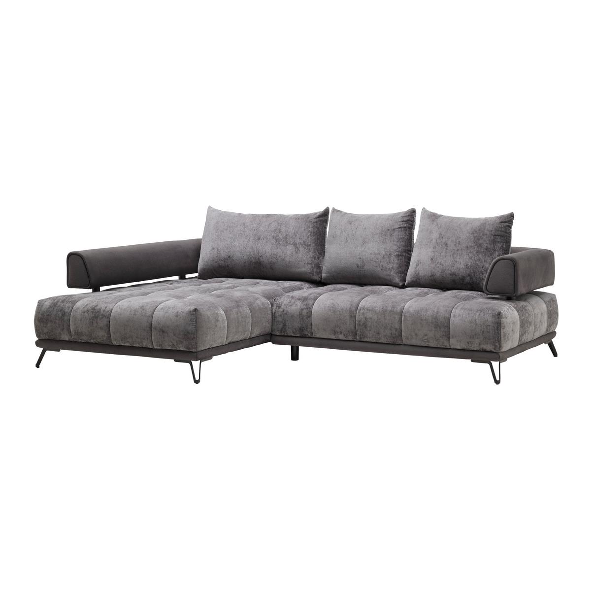 Ecksofa Morgan Graphitfarben - Graphitfarben/Schwarz, Modern, Textil/Metall (184/67-87/262cm) - Mömax