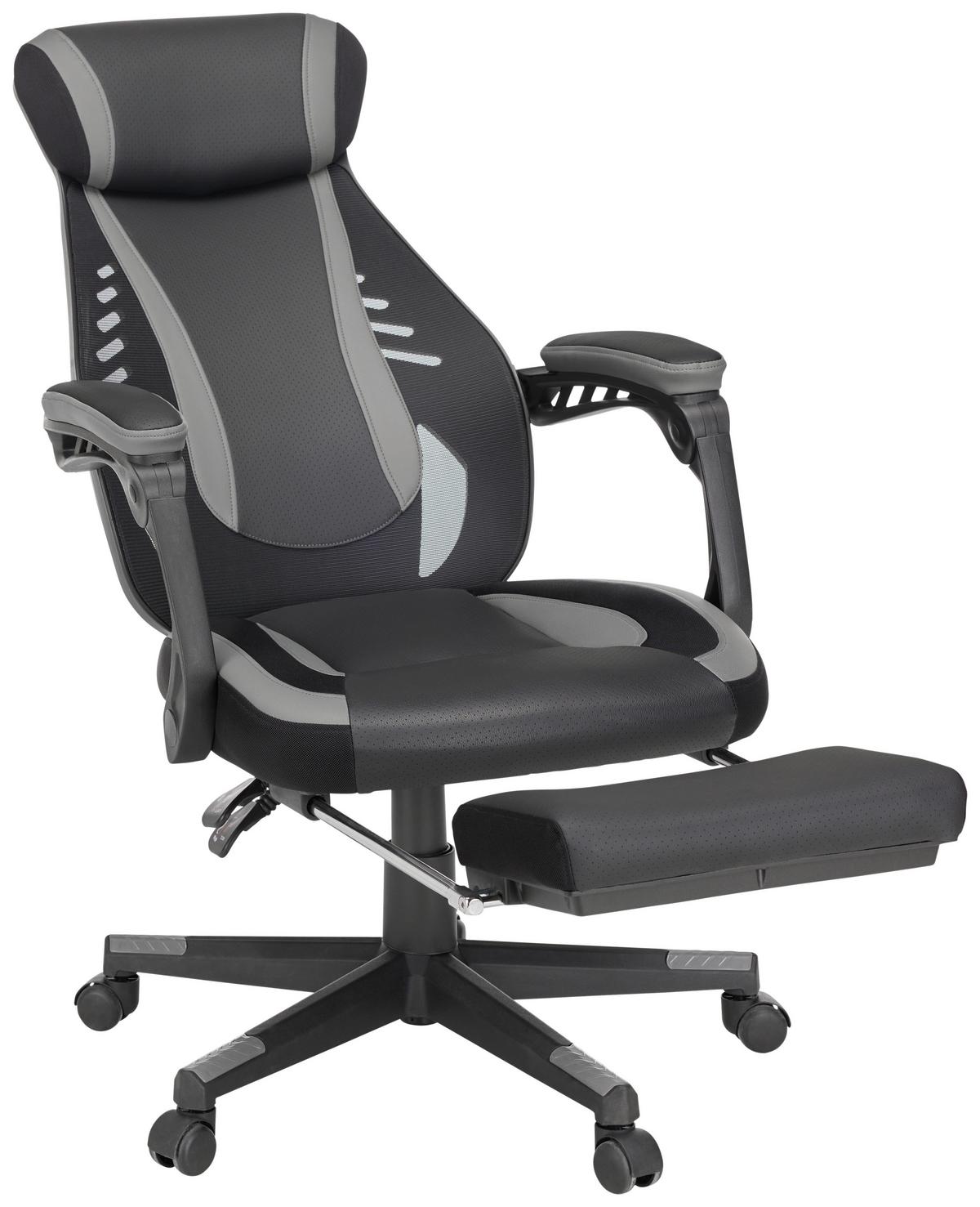 Főnöki Szék Fekvő Funkcióval Clio - fekete/szürke, Modern, műanyag/textil (64/110-117-5/60,5cm) - Mömax