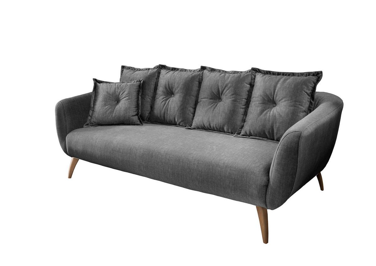 3-Sitzer-Sofa Baggio Grau Velours - Buchefarben/Grau, MODERN, Holz/Textil (236/94/103cm) - Livetastic