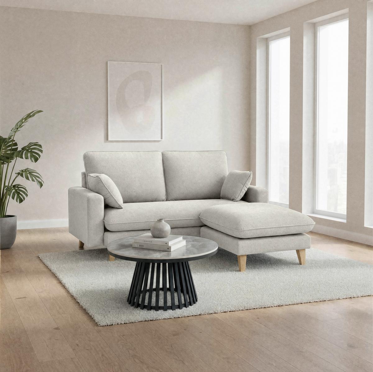 Kanapé Ülőkével Illa - világosszürke, Modern, textil/fa (154/84/86cm) - Bessagi Home