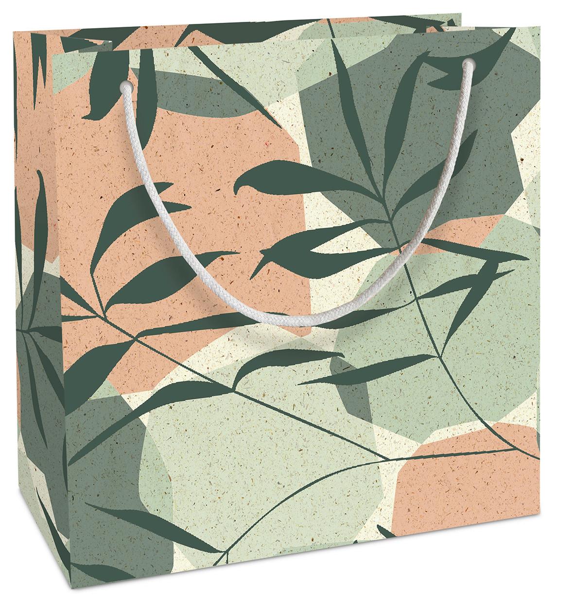 Geschenktasche Jana mit Floralmotiv - Beige/Altrosa, Lifestyle, Naturmaterialien/Papier (20/21/8cm) - Modern Living