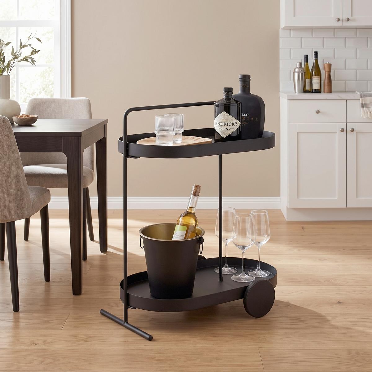 Kolica Za Serviranje Flavio - crna, Moderno, metal (59l) - Modern Living