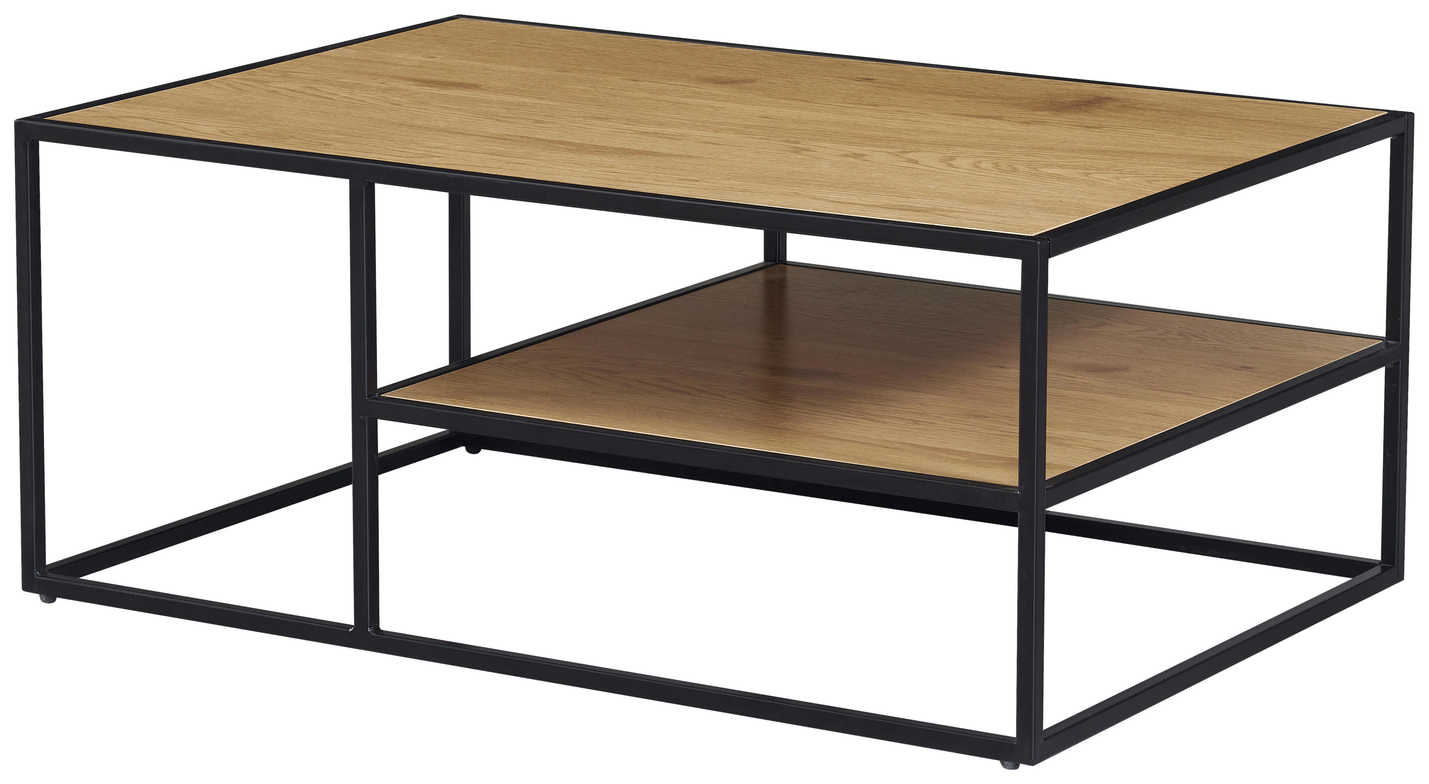 Dohányzóasztal Kenny - tölgyfa színű/fekete, Modern, faalapú anyag/fém (90/38/40cm) - Mömax