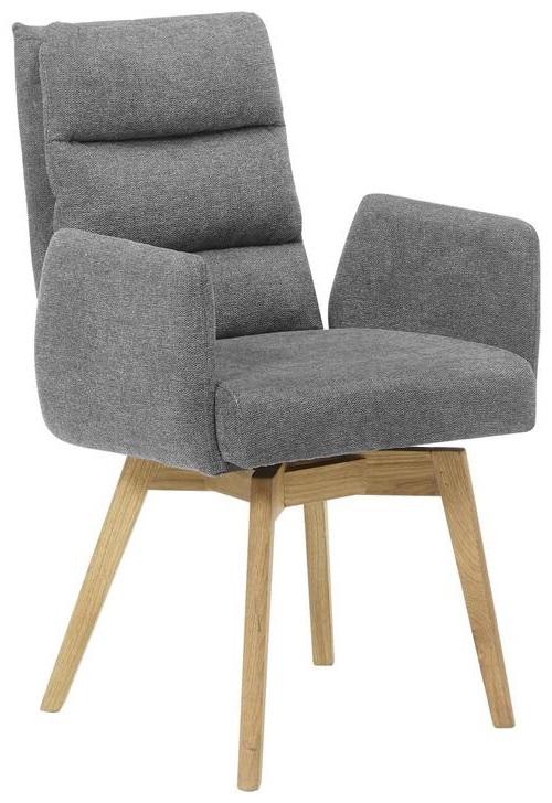 Stuhl in Anthrazit 'Kampala' - Eichefarben/Dunkelgrau, Basics, Holz/Textil (60/92/65cm) - MID.YOU