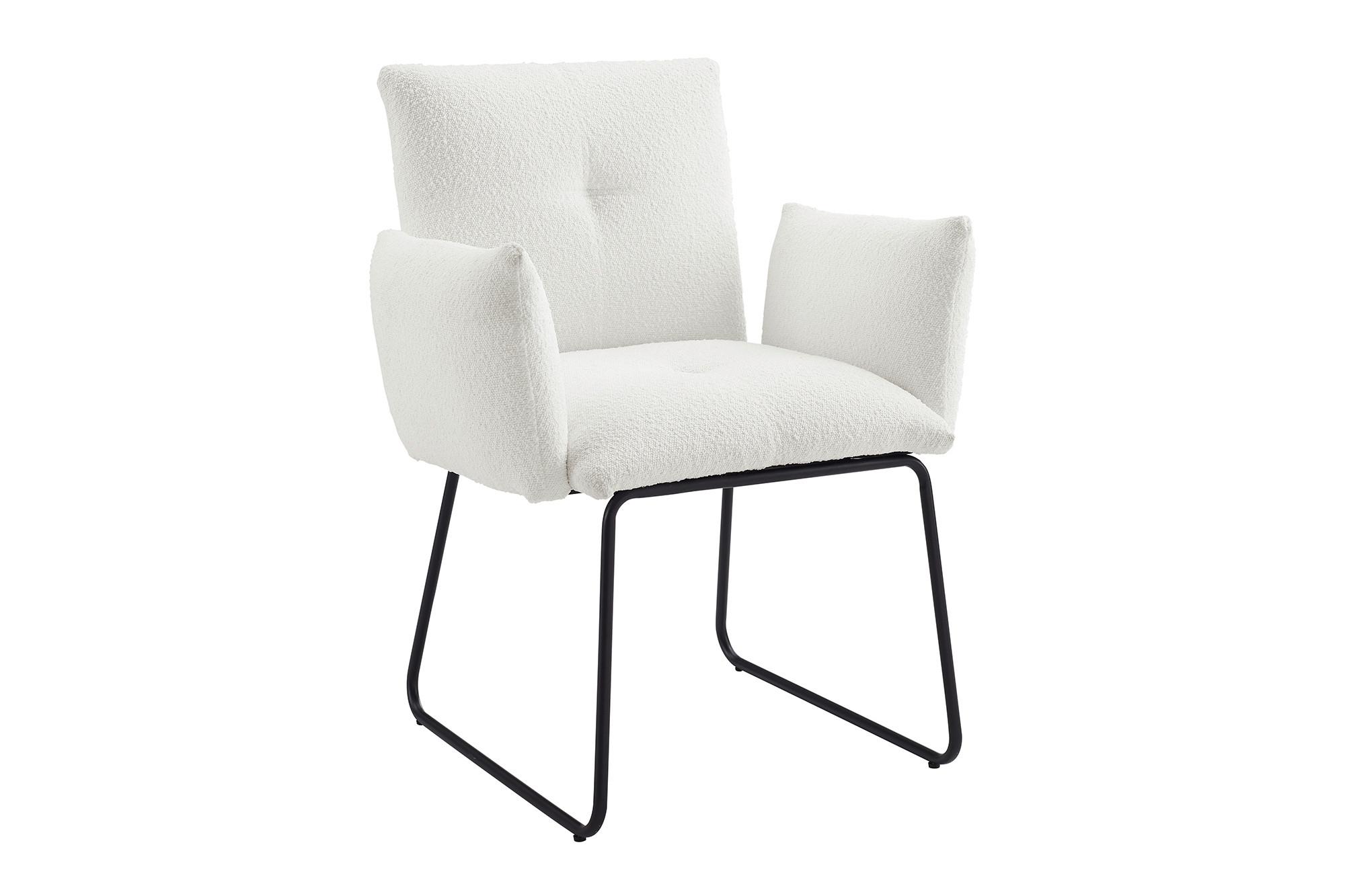 Naslanjač Bouclé, Bela - črna/bela, Moderno, kovina/tekstil (73,5/87/64,5cm) - Livetastic