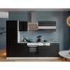 Küchenblock Malia mit Geräten ca. 280 cm Schwarz - Edelstahlfarben/Schwarz, Basics, Holzwerkstoff/Metall (280cm) - Respekta