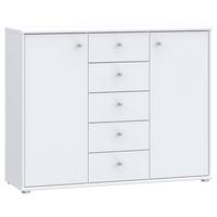 Komoda Tempra 2, Bela - bela/barve aluminija, Design, leseni material (108,8/85,5/34,8cm)