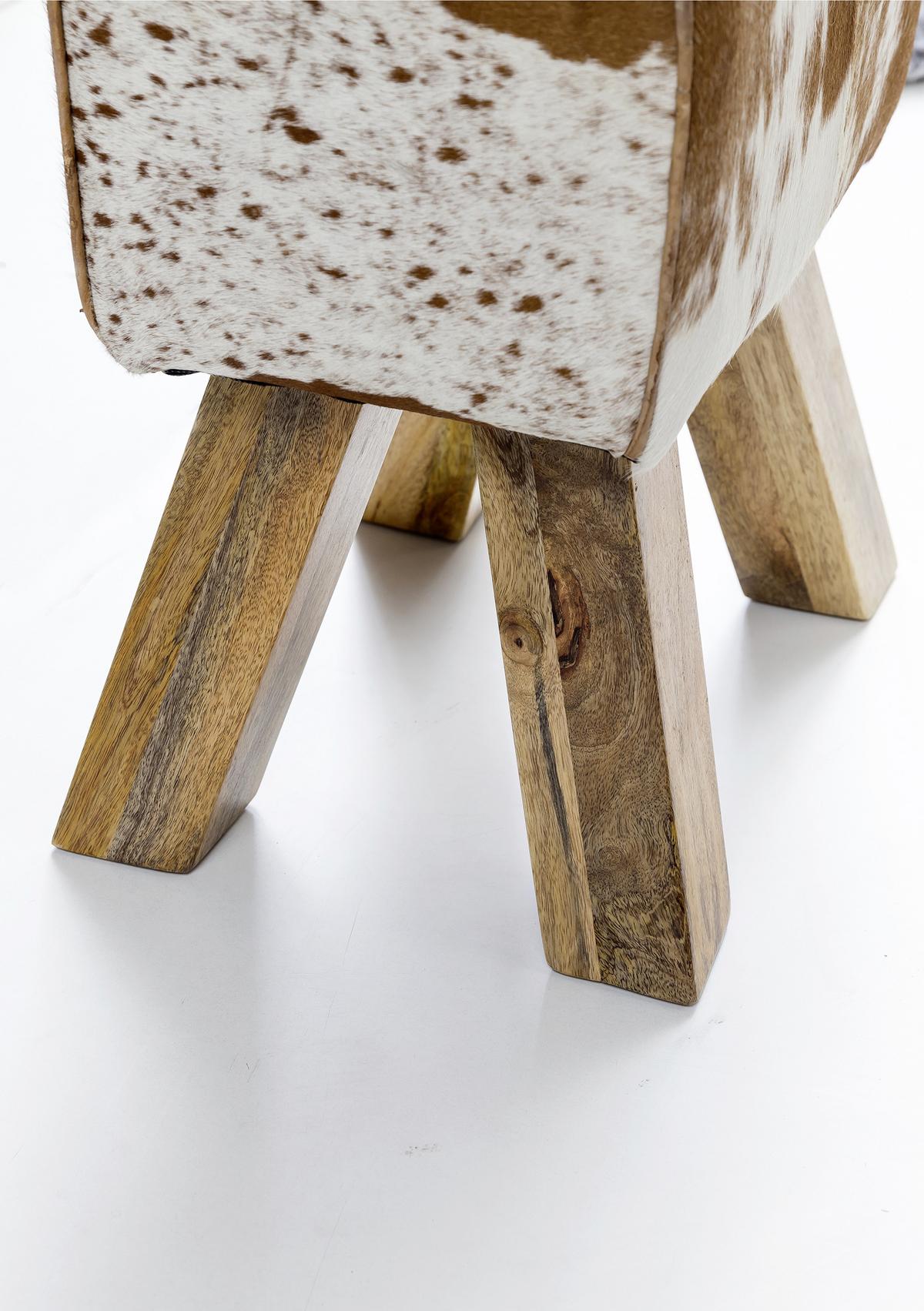 Tabure Wl5.109 - bela/rjava, Natur, les/krzno (40/47/30cm) - MID.YOU