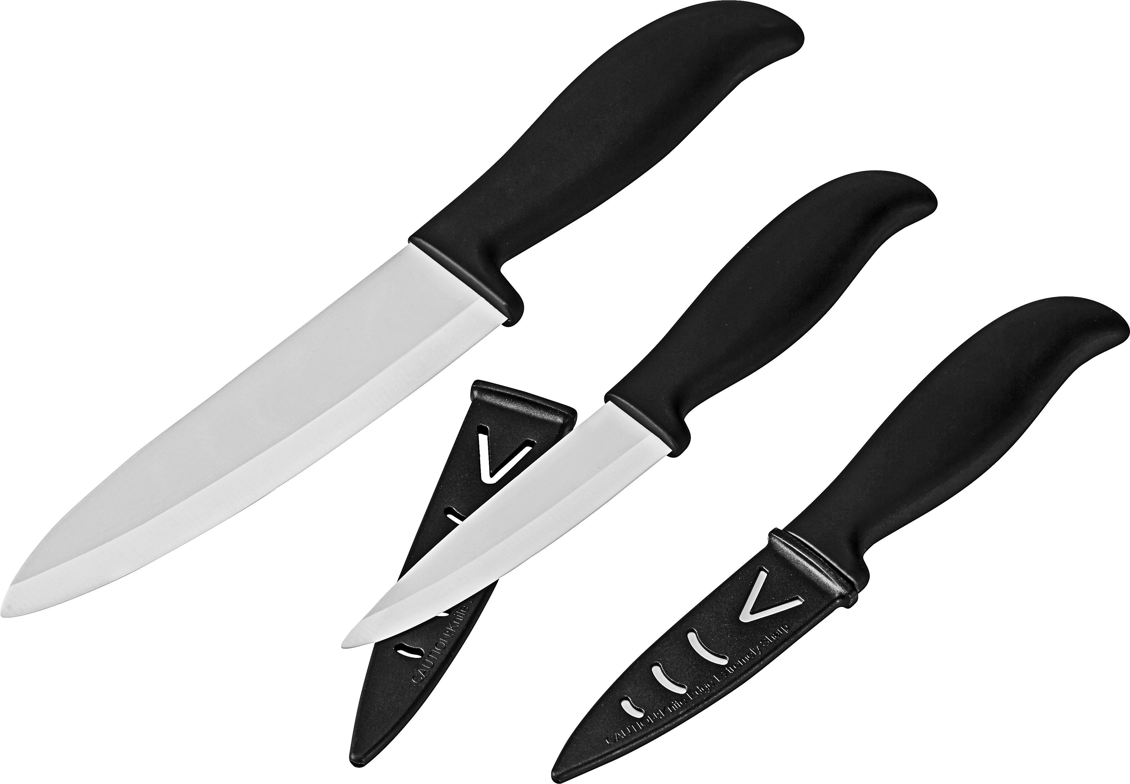 Keramikmesserset Jochen, 3-teilig - Schwarz/Weiß, KONVENTIONELL, Keramik/Kunststoff (76/57/104,5cm) - Mömax modern living