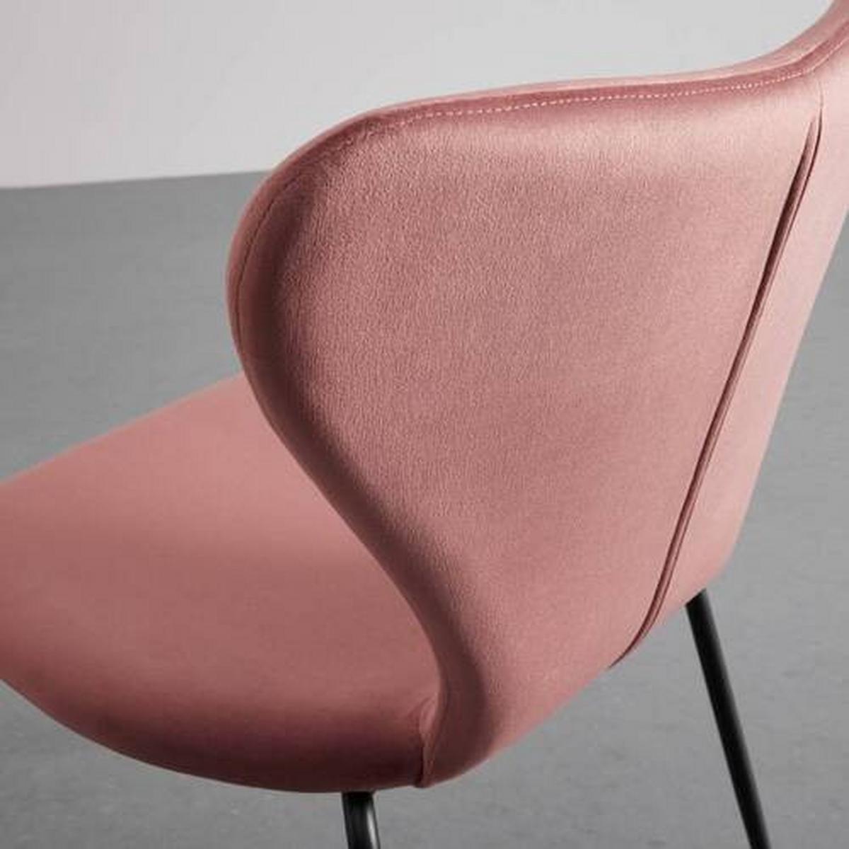 Stol Alicia, Roza, Žamet - roza/črna, Moderno, kovina/tekstil (53/82,5/53cm) - Bessagi Home