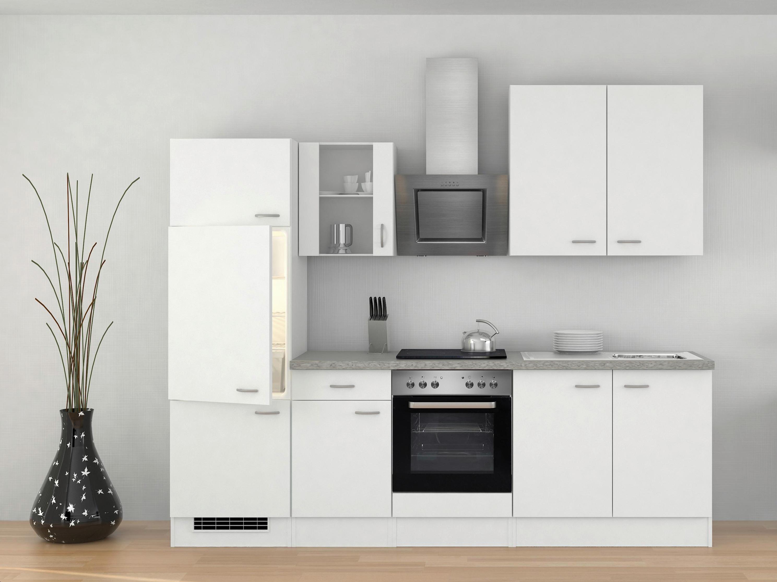 Kuhinjski Blok Z Aparati Wito, Bela - barve nerjavečega jekla/bela, Moderno, umetna masa/steklo (270cm) - FlexWell