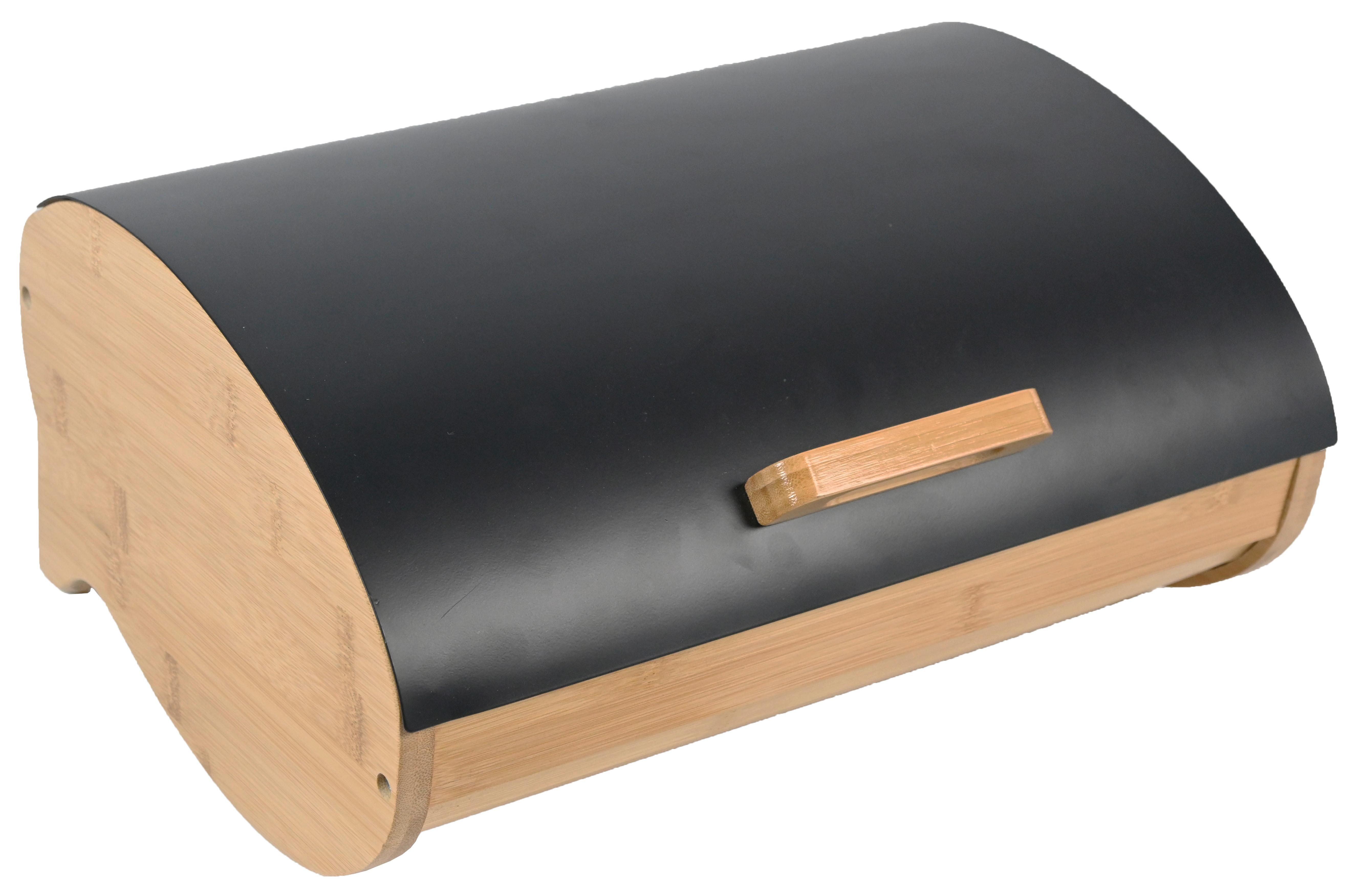 Brotbox Svea in Naturfarben - Schwarz/Naturfarben, MODERN, Holz/Metall (35/25/15,5cm) - Modern Living