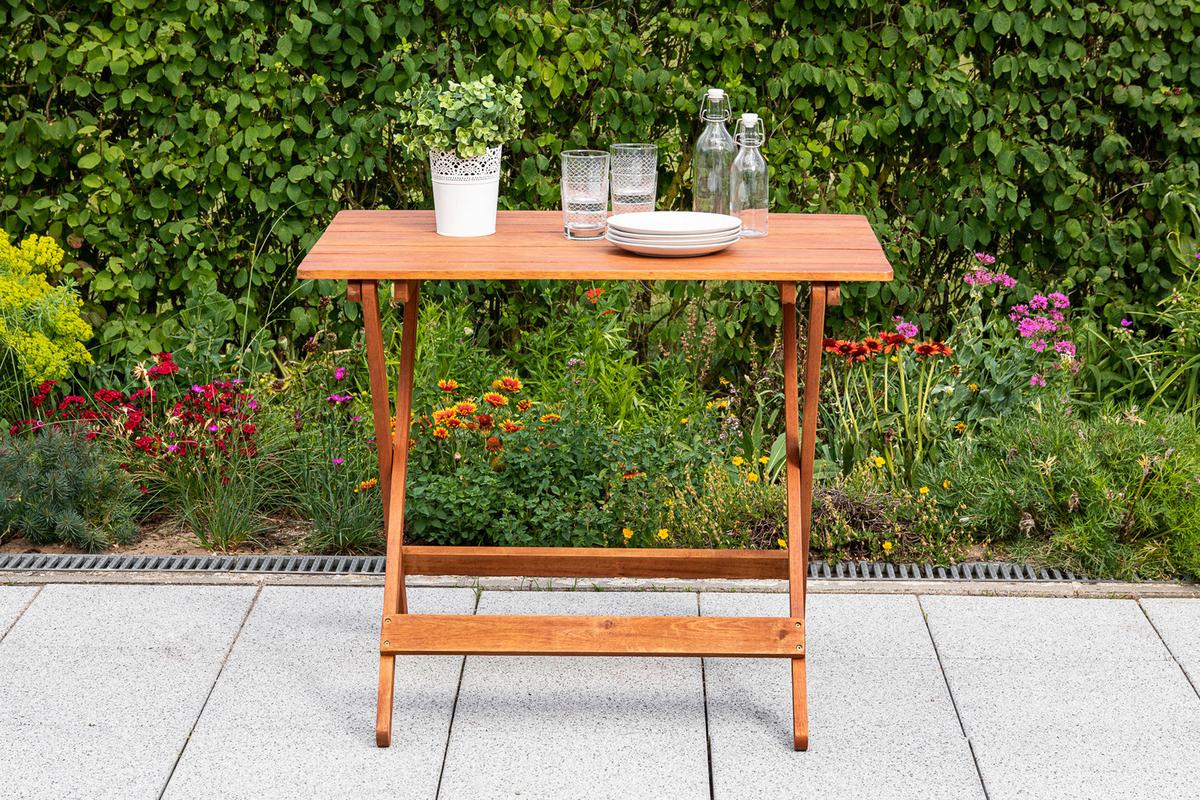 Gartenklapptisch Eukalyptus klappbar ca. 90x72x60cm - Naturfarben, KONVENTIONELL, Holz (90/72/60cm) - Gardenson