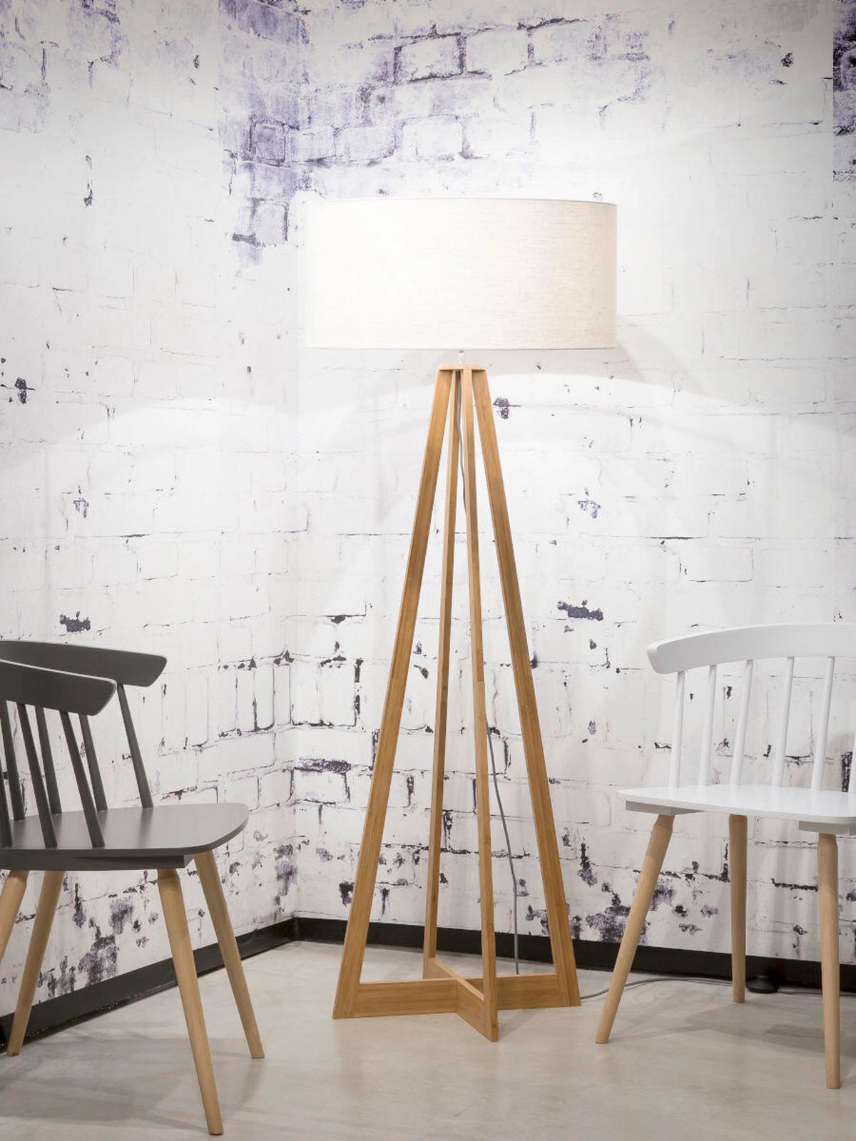 Stoječa Svetilka Everest, Bela, Bambus - bela/naravne barve, Trend (60/158cm) - Good & Mojo