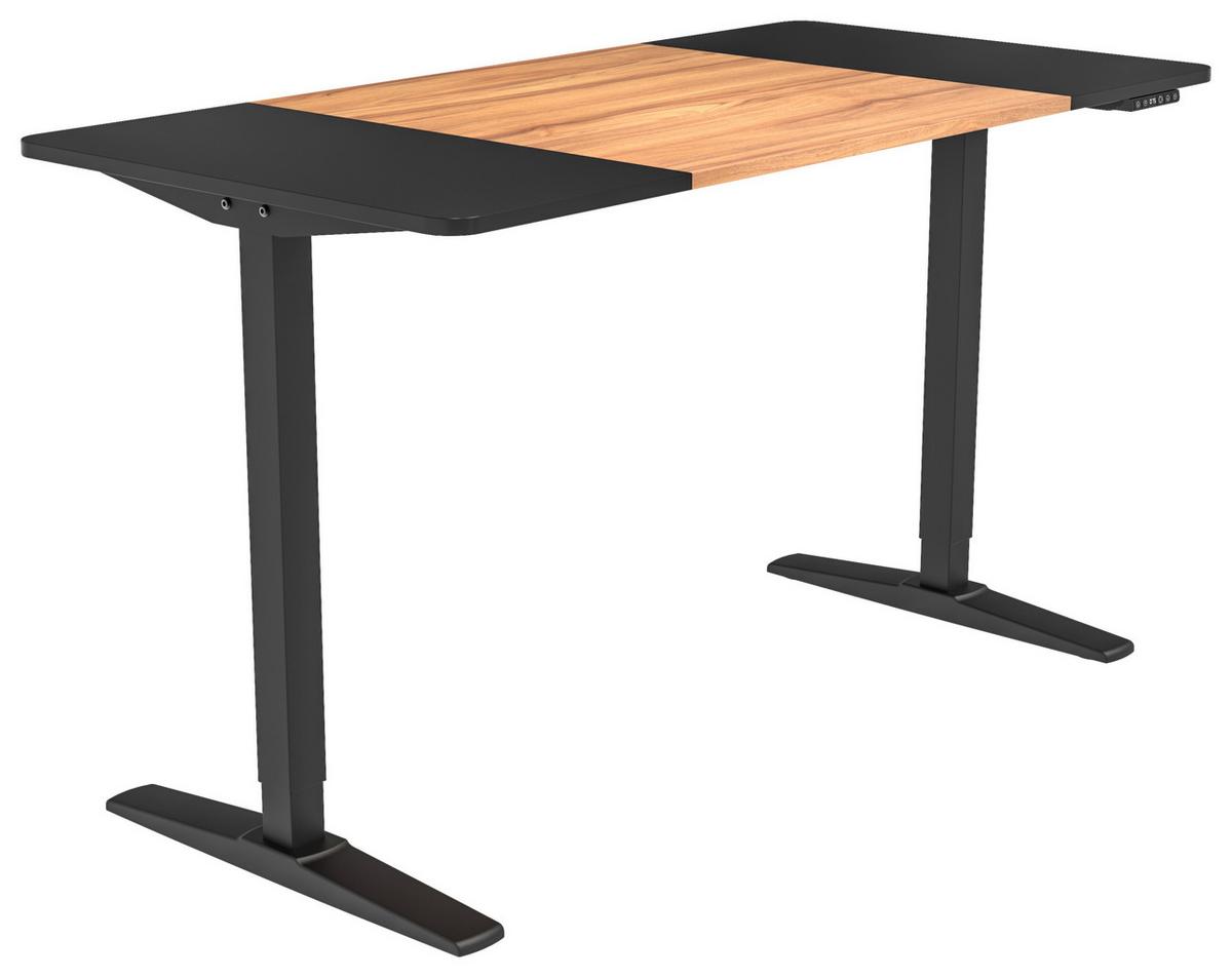 Pisalna Miza Milan, Črna, Hrast, El. Nastavljiva - črna/naravne barve, Moderno, kovina/leseni material (140/71-116/70cm)