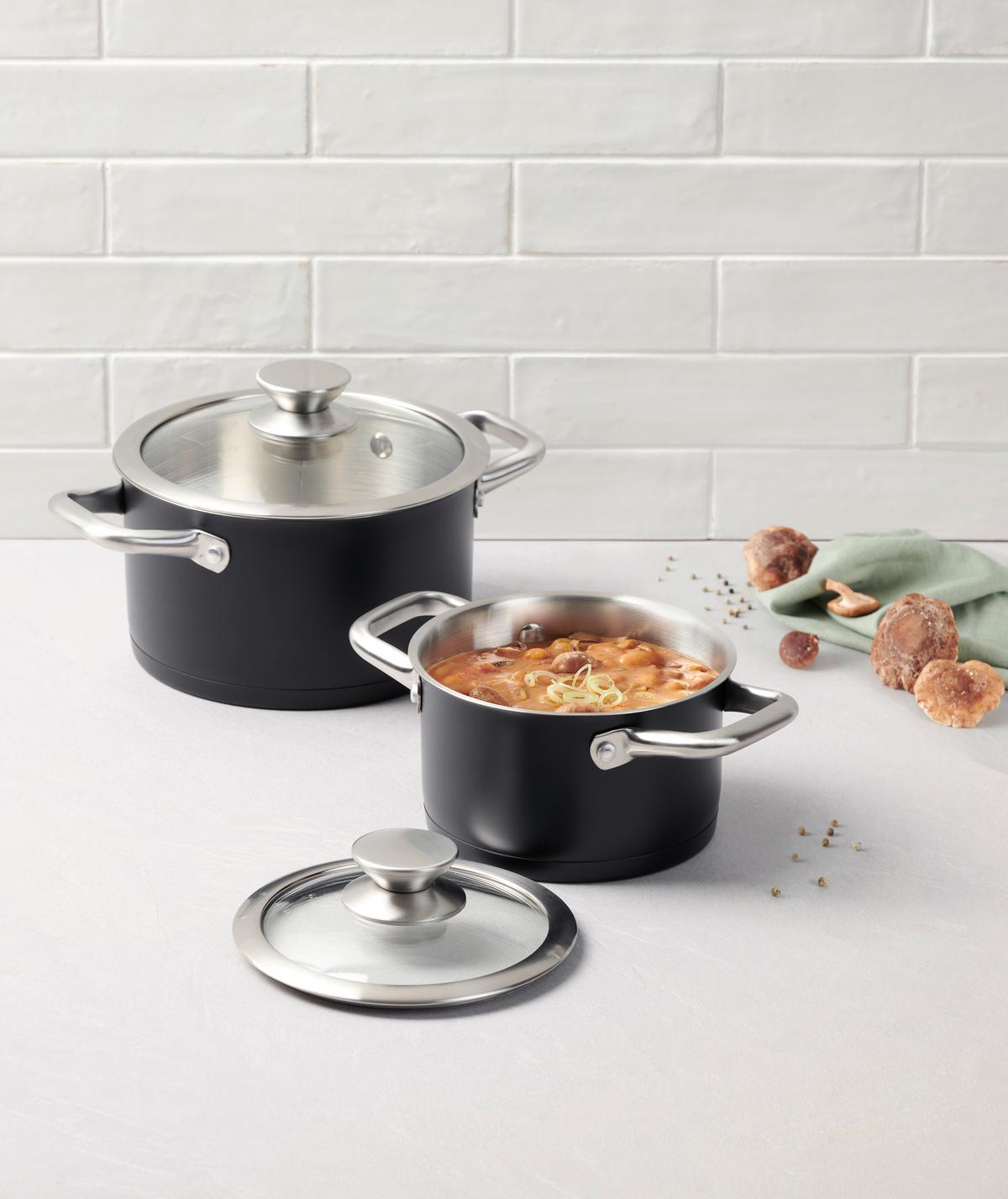 ZESTAW GARNKÓW DAVID - przejrzysty/czarny, Basics, metal/szkło - Homeware Profession.