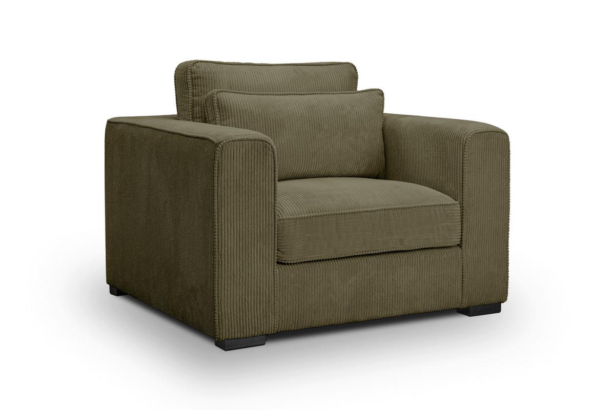 1,5-Sitzer-Sofa Almera Khaki - Khaki/Schwarz, Basics, Holz/Textil (120/92/112cm) - MID.YOU