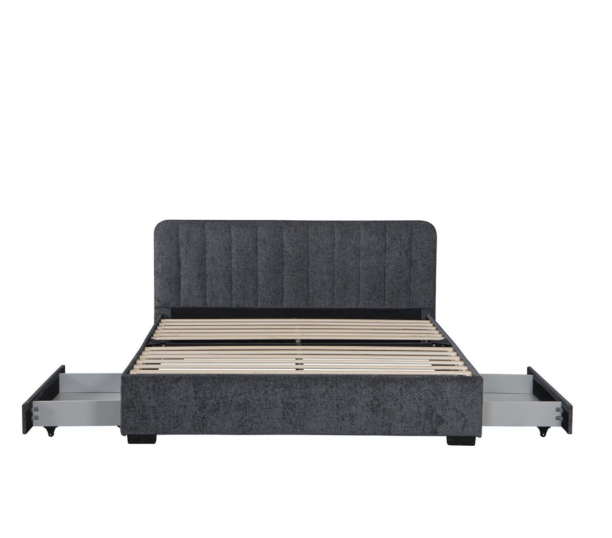 Ágykeret Ágyráccsal Box Space Eco - szürke, Konventionell, faalapú anyag/textil (160/200cm)