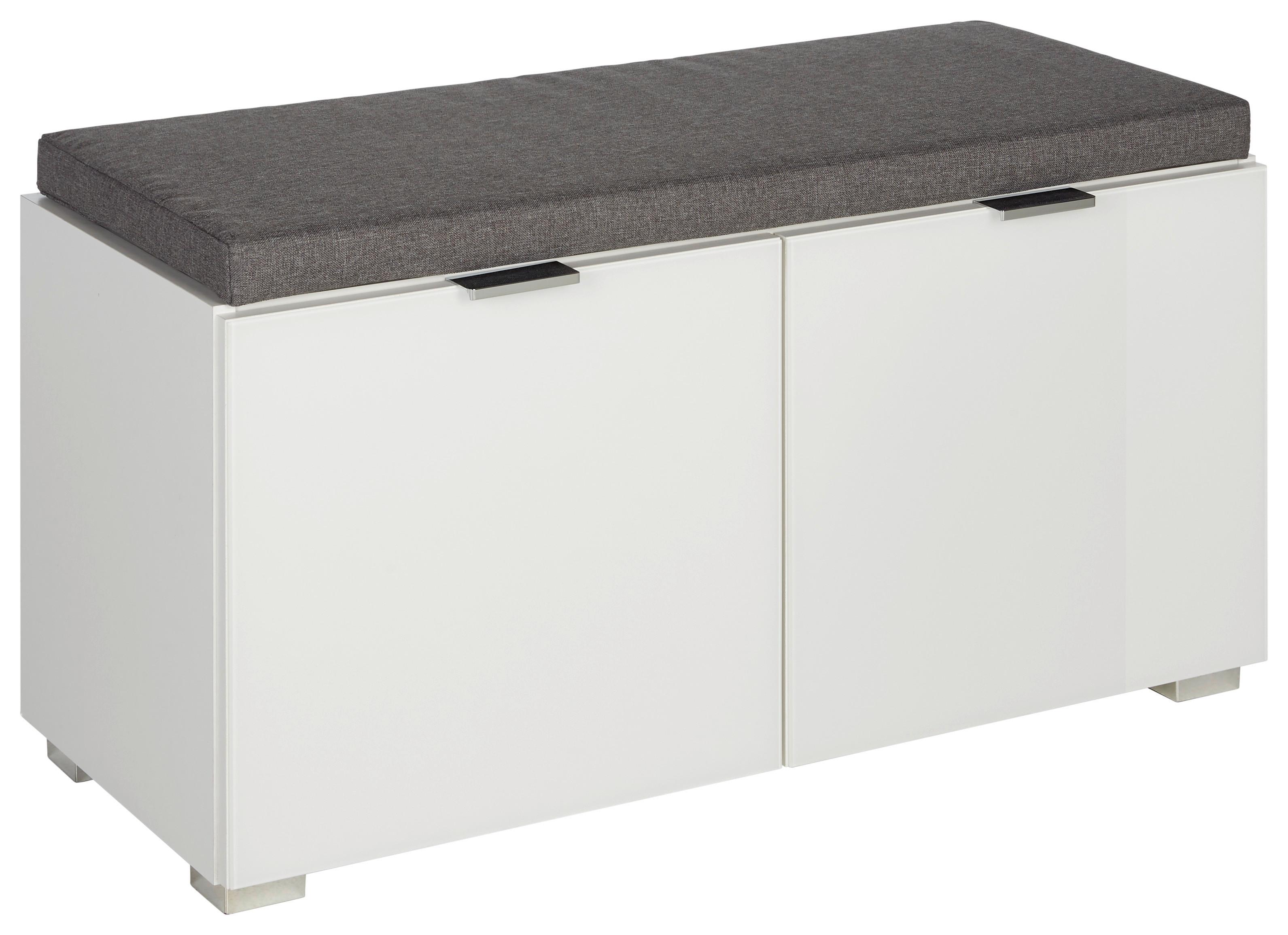 Sitzbank in Weiss - Chromfarben, Modern, Glas/Holzwerkstoff (85/48/37cm) - Premium Living