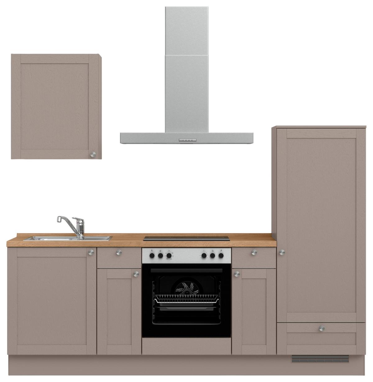 Küchenleerblock Frame Low o. Geräte Beigebraun - Edelstahlfarben/Eichefarben, MODERN, Holzwerkstoff/Metall (240cm) - Nobilia