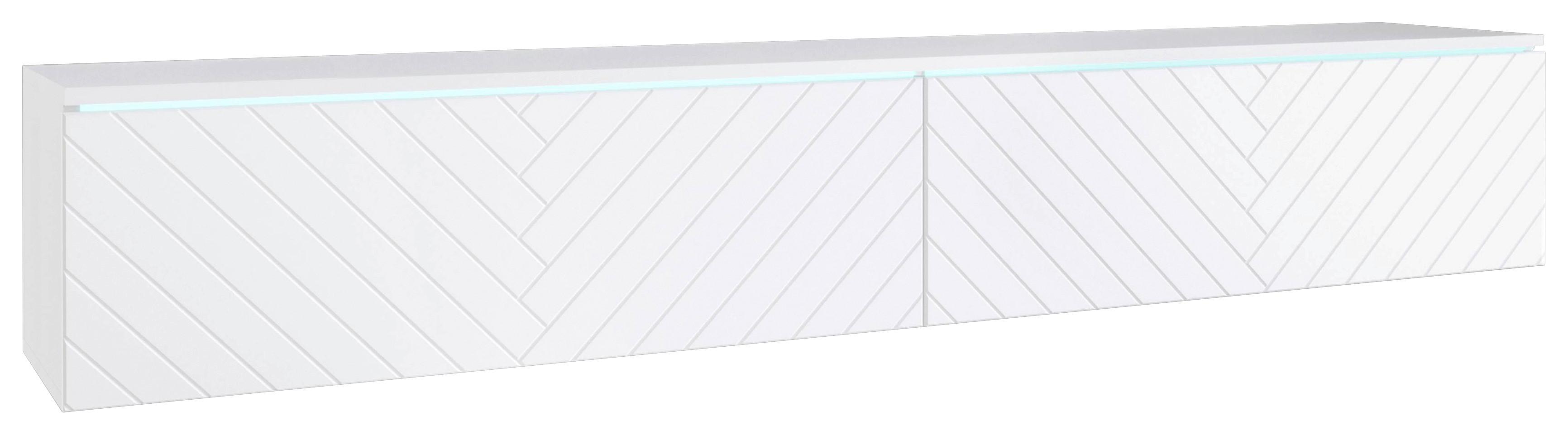 Lowboard ca. 180x30 cm mit LED Fischgräte Weiß - Weiß/Grau, Basics, Holzwerkstoff/Kunststoff (180/30/33cm) - P & B