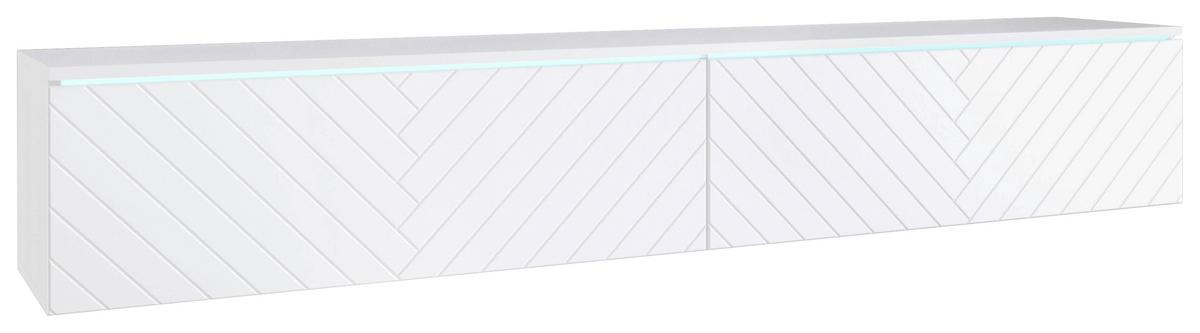 Nizka Omarica Lowa, Bela, Vzorec Ribje Kosti, Led - siva/bela, Basics, umetna masa/leseni material (180/30/33cm) - P & B